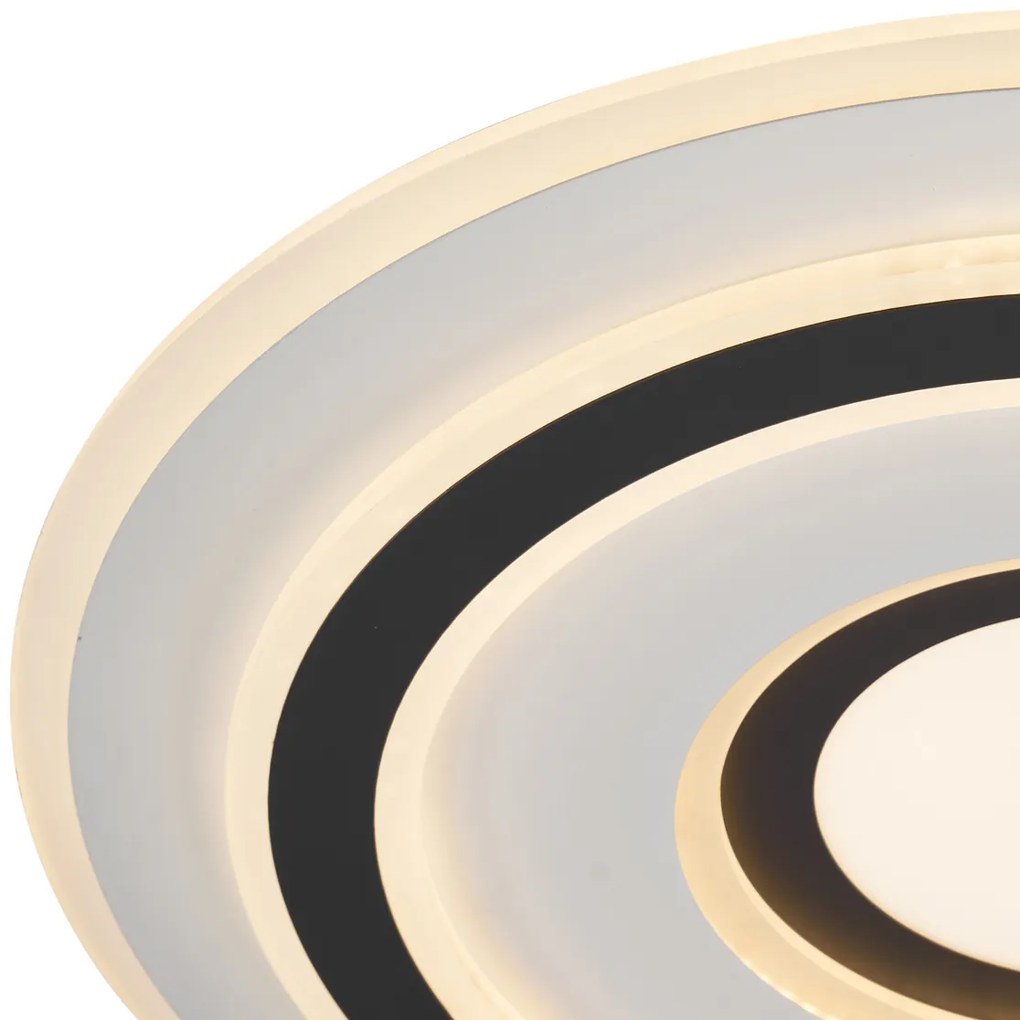 Plafoniera di design bianca con cerchi grigio scuro con LED dimmerabile - Taylor