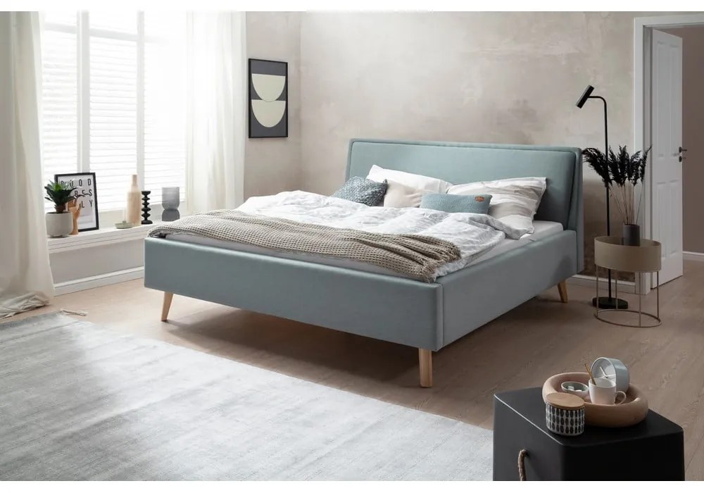 Letto matrimoniale imbottito blu/grigio rete non inclusa 180x200 cm Frieda – Meise Möbel