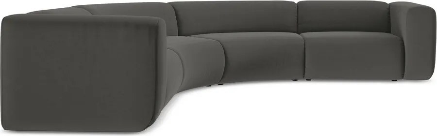 Divano angolare grigio con rivestimento in velluto Ekahi – Makamii