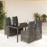 Set Bistr da Giardino 5 pz con Cuscini in Polyrattan Grigio 3277034