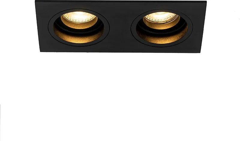 Faretto da incasso Smart nero rettangolare regolabile con 2 WiFi GU10 - Chuck