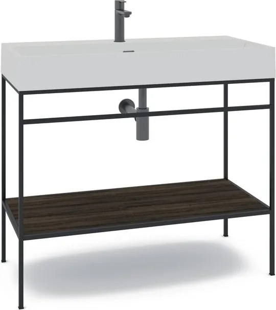 Mobile bagno da terra con lavabo e porta asciugamani L 100 x H 89 x P 45.5 cm marrone per vasca centrale Outline
