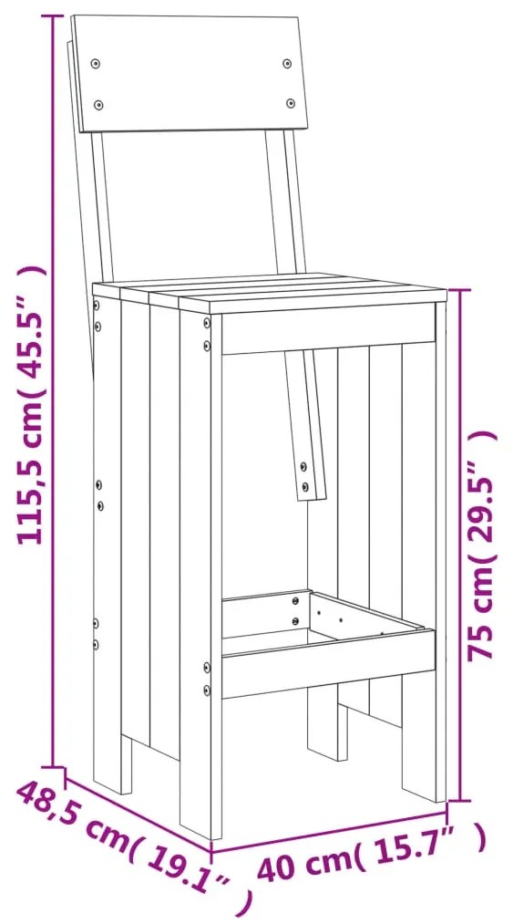 Set da Bar da Giardino 9 pz in Legno Massello di Douglas