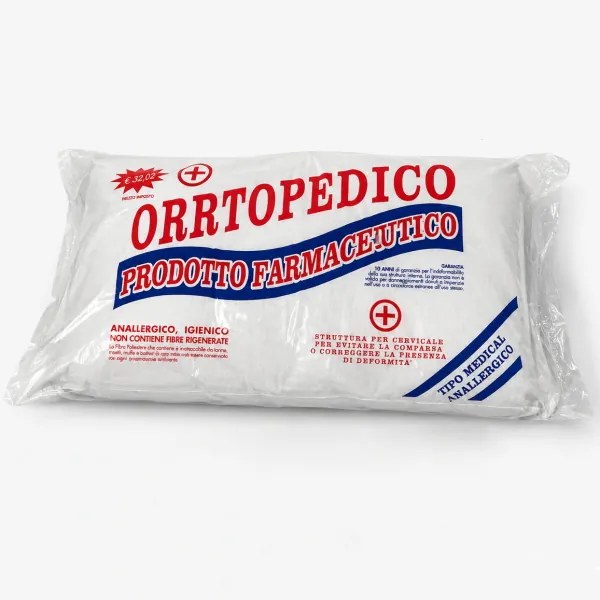 Guanciale Ortopedico Cuscino 75x45 cm Anallergico Traspirante Cotone Bianco