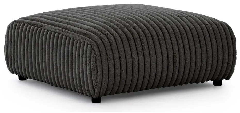 Poggiapiedi grigio scuro con rivestimento in velluto a coste Justin – Ropez