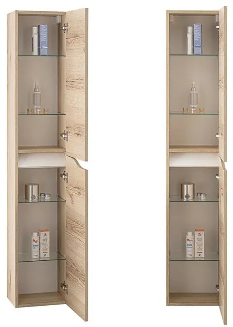 Composizione bagno sospesa 100cm in legno mdf quercia e bianco Sumya