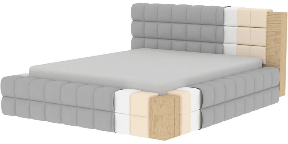 Letto matrimoniale imbottito verde scuro con contenitore e rete inclusi 140x200 cm Dizzle – ELTAP