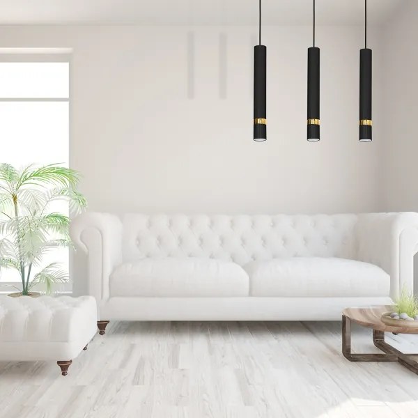 Lampadario a sospensione con cavo JOKER 3xGU10/25W/230V nero/oro