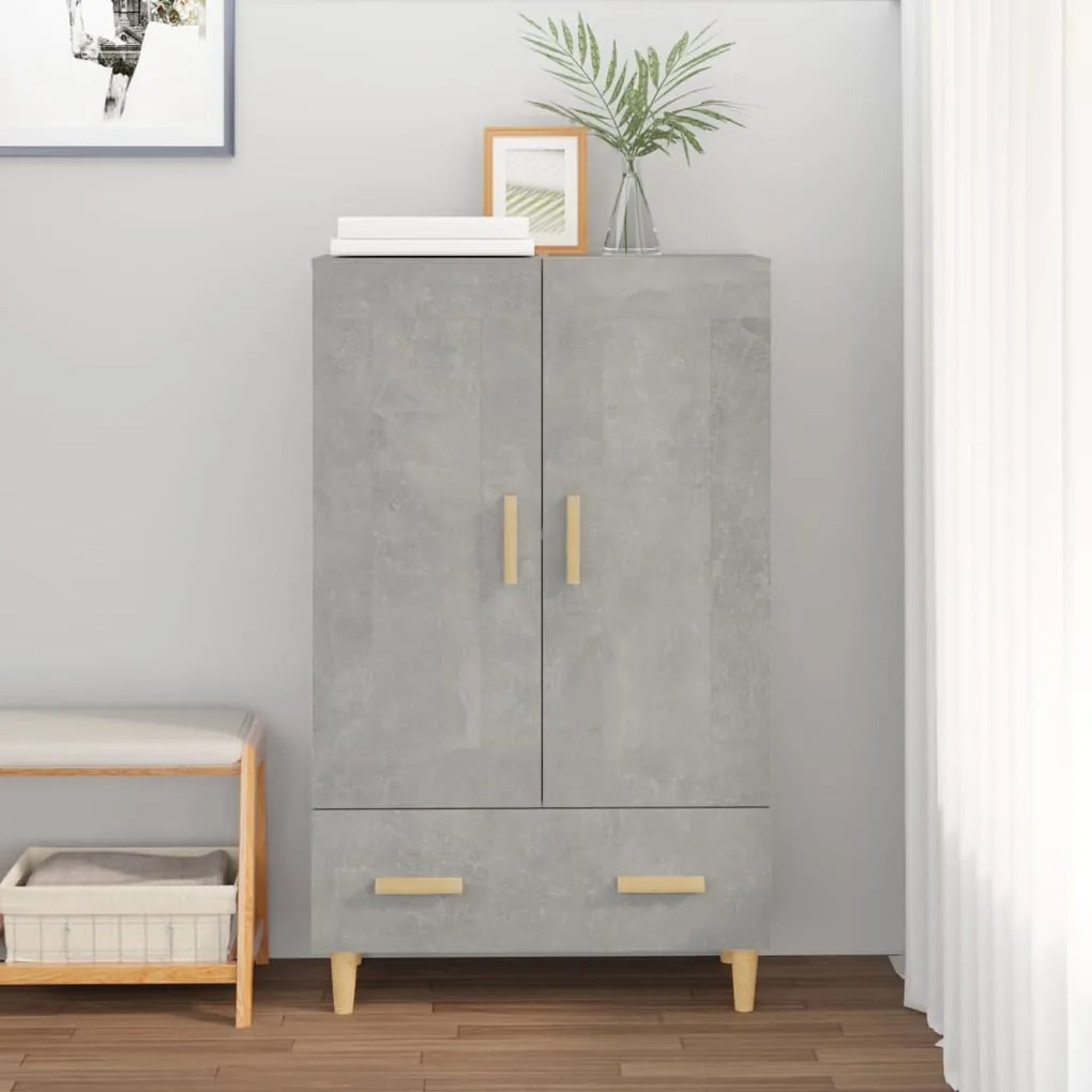 Credenza grigio cemento 70x31x115 cm in legno multistrato