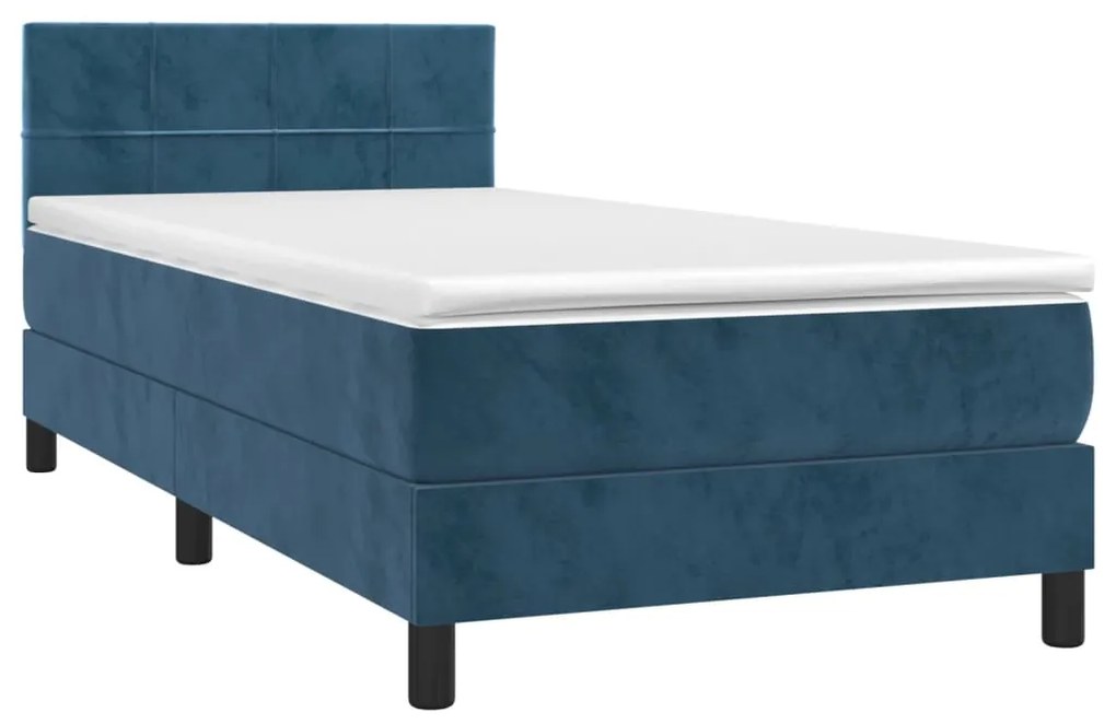 Giroletto a molle con materasso blu scuro 80x200 cm in velluto