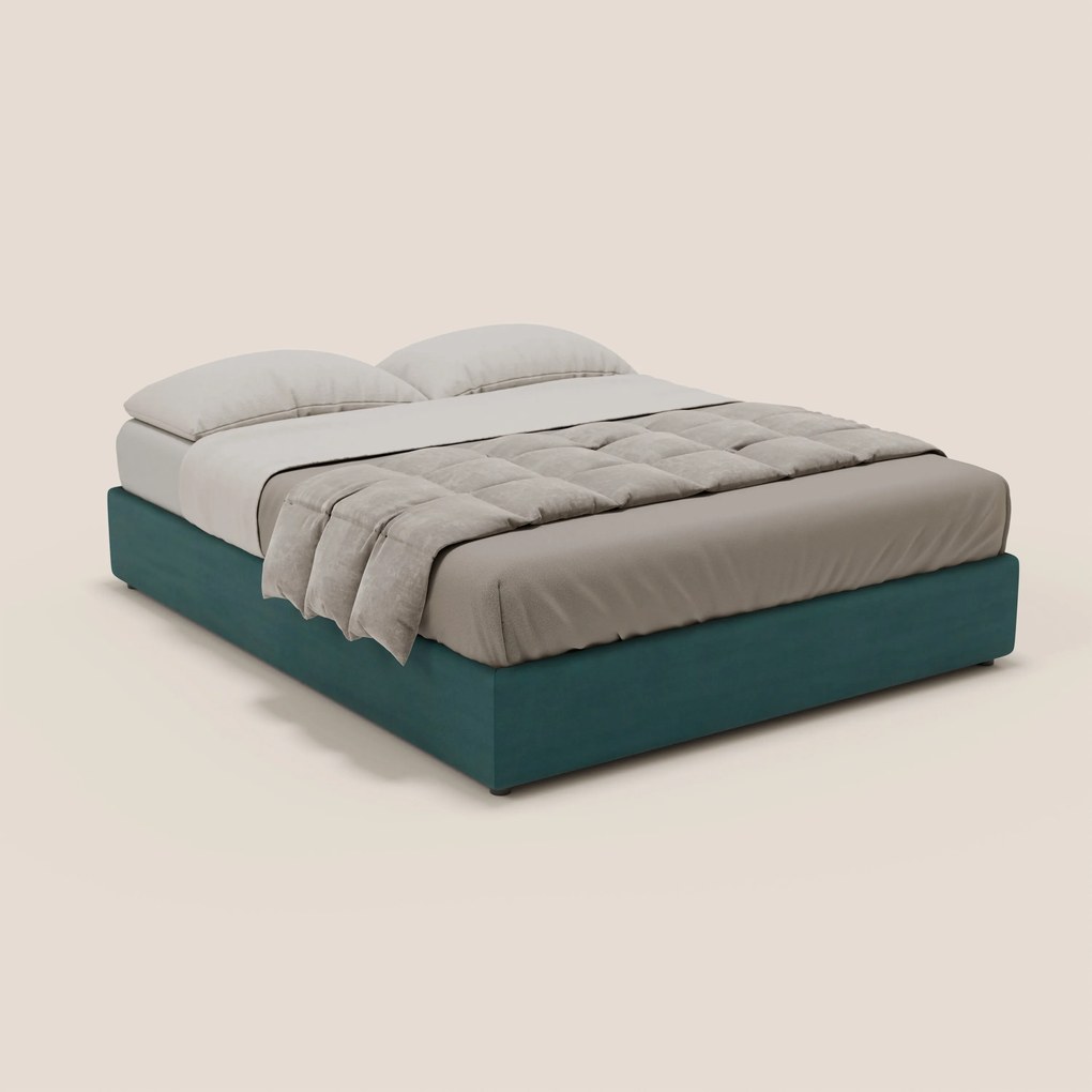 Ina sommier con ampio contenitore in microfibra smacchiabile ed impermeabile T11 petrolio