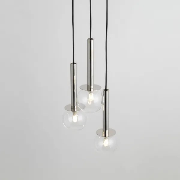 Lampadario a sospensione con filo DAISY 3xG9/12W/230V diametro 27 cm cromo lucido/nero/limpido