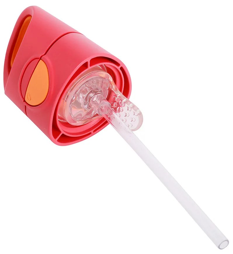 Bottiglia con cannuccia 450 ml – rosa/arancione