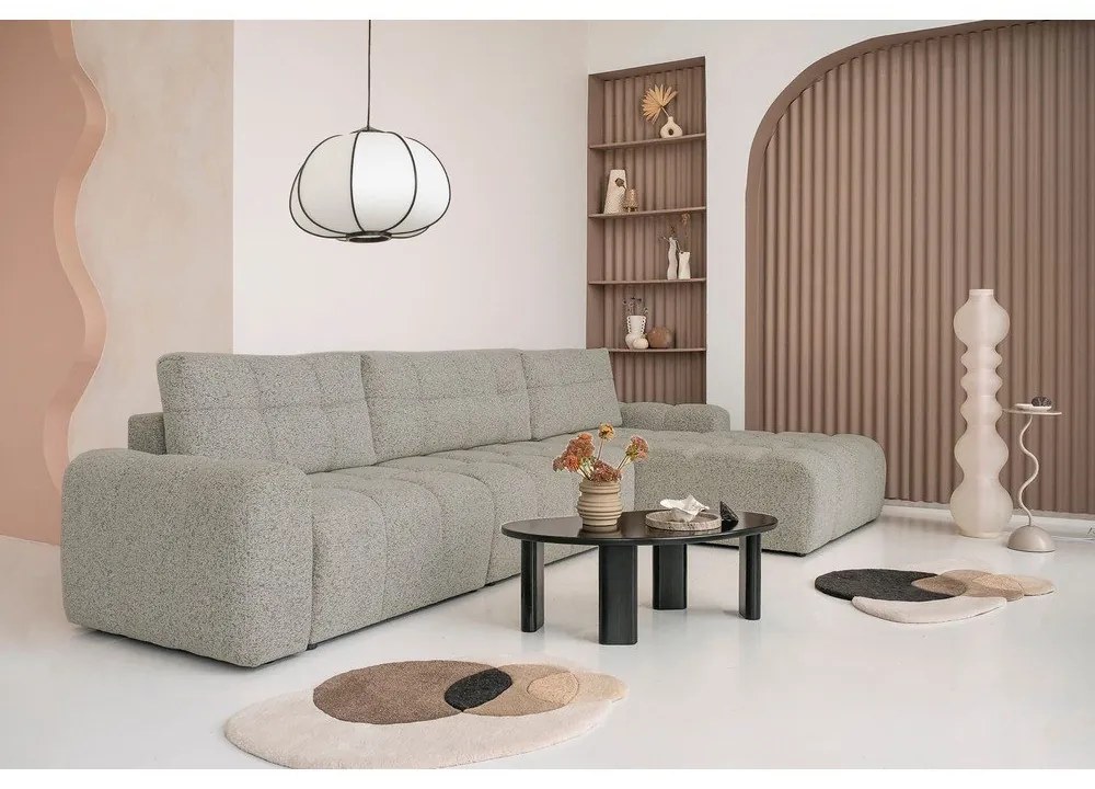 Divano angolare componibile marrone chiaro allungabile/con contenitore (con penisola a destra) Lulu – Miuform