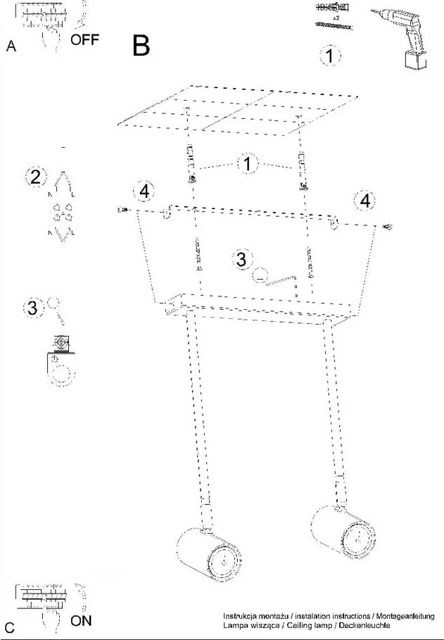 Faretto nero 10x30 cm Jones – Sollux