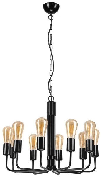 Lampadario a sospensione con catena 10xE27/60W/230V nero