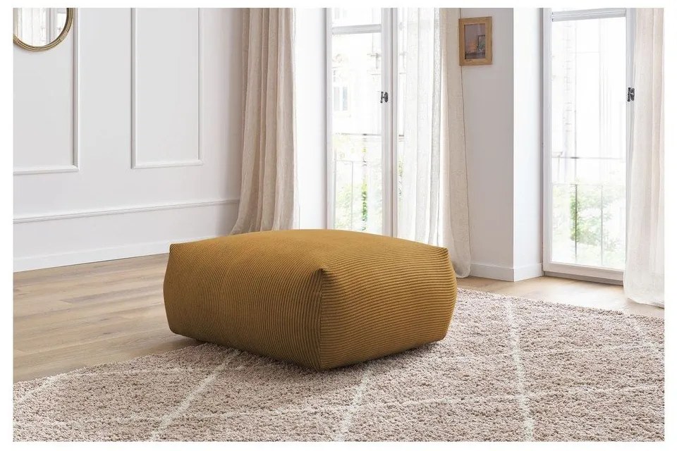 Poggiapiedi giallo con rivestimento in velluto a coste Voltaire – Bobochic Paris