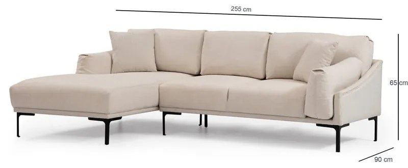 Divano angolare beige chiaro, angolo sinistro Leo - Artie