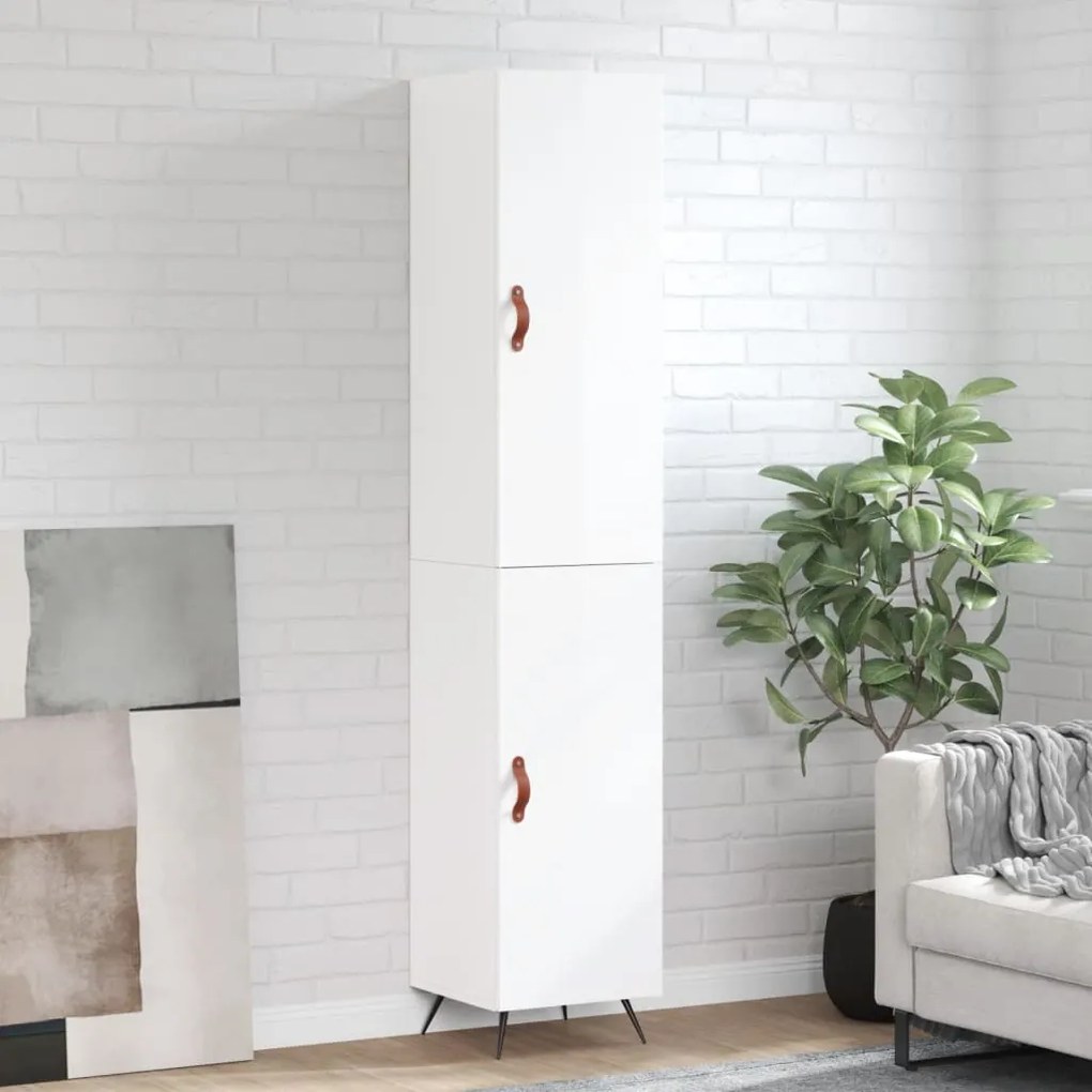 Credenza 34,5x34x180 Cm İn Legno Multistrato Bianco Lucido /