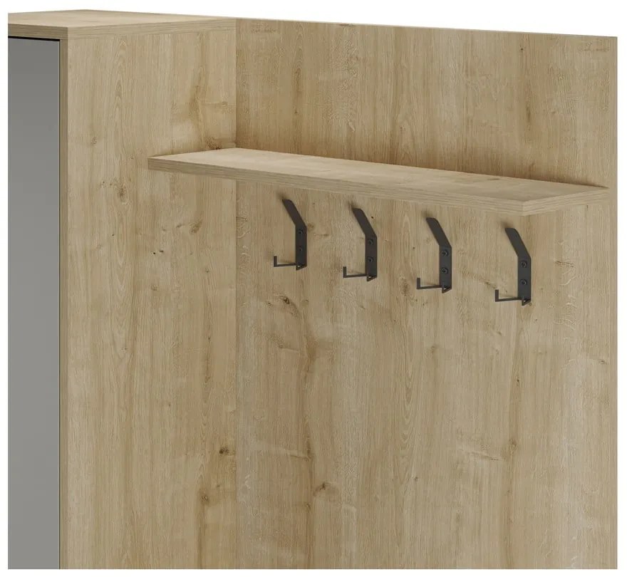 Set da corridoio effetto rovere con decoro verde-naturale 108x195x35 cm Heidy - Marckeric