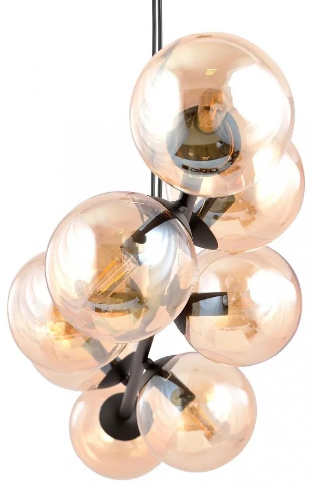 Lampadario a sospensione ROSSI 8 BL in acciaio e vetro 8xE14 Colore delle Sfere Miele