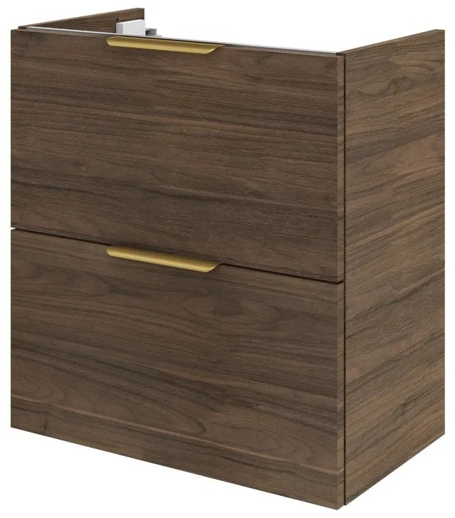 Mobile da bagno sospeso sotto lavabo L 60 x H 64 x P 35 cm noce lucido, 2 cassetti SENSEA Neo Frame