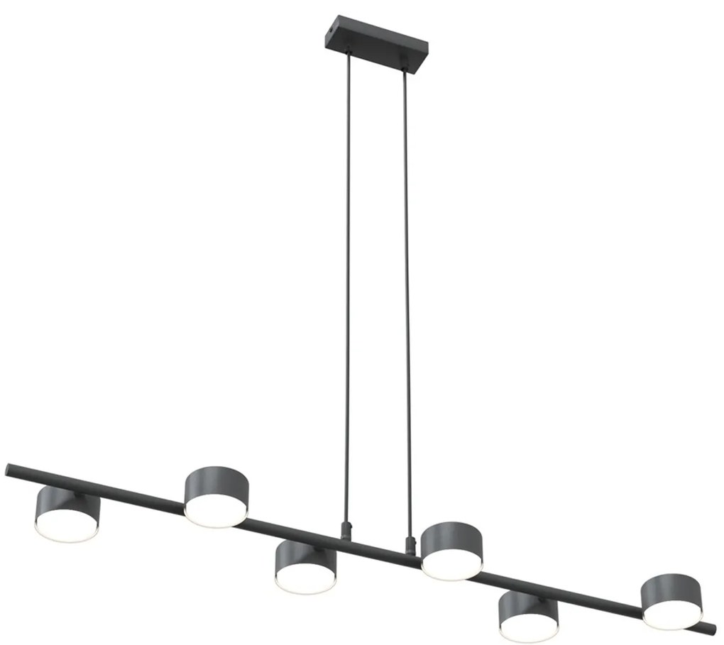 Lampadario Minimal Hermes Acciaio Nero 6 Luci Gx53 Ip20