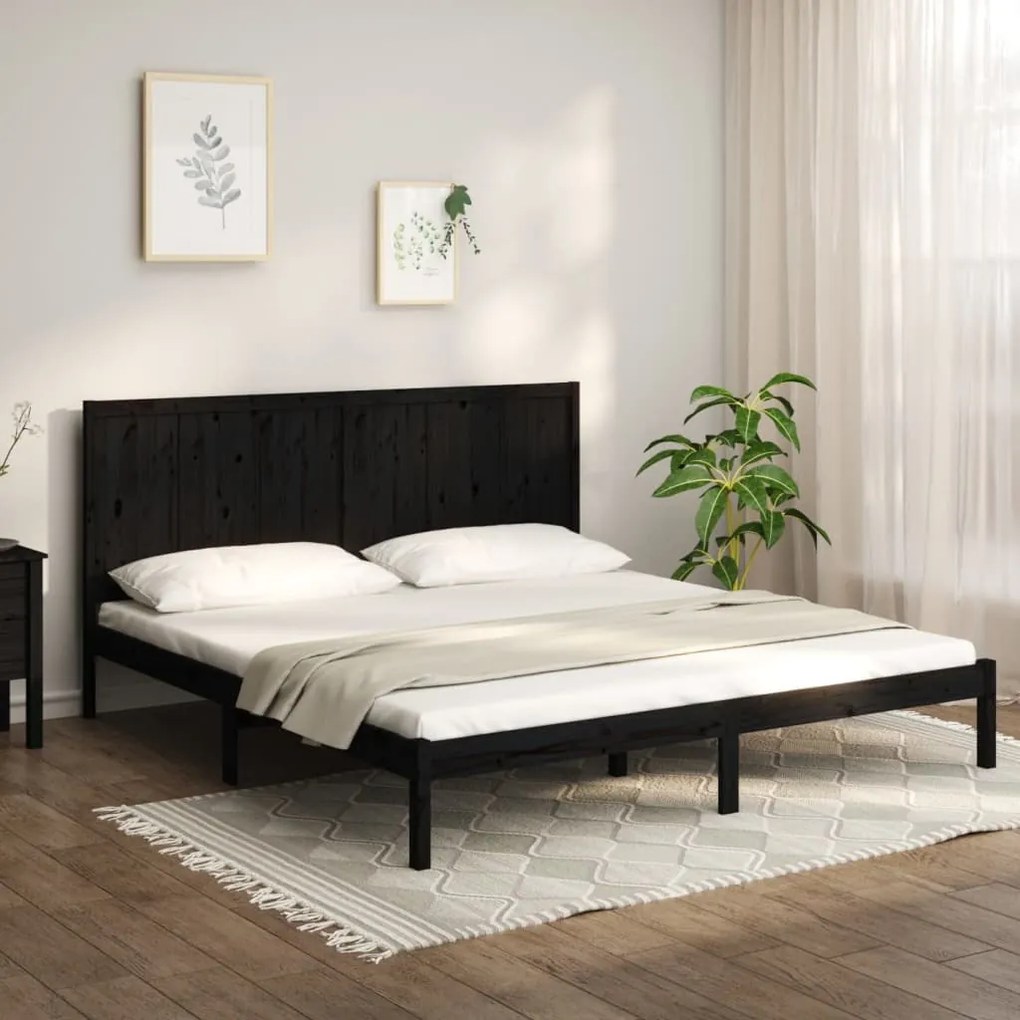 Giroletto Nero İn Legno Massello Di Pino 200x200 Cm /