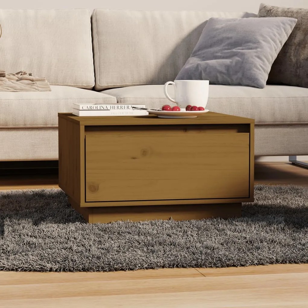 Tavolino Da Salotto Ambra 55x56x32 Cm İn Legno Massello Di Pino /