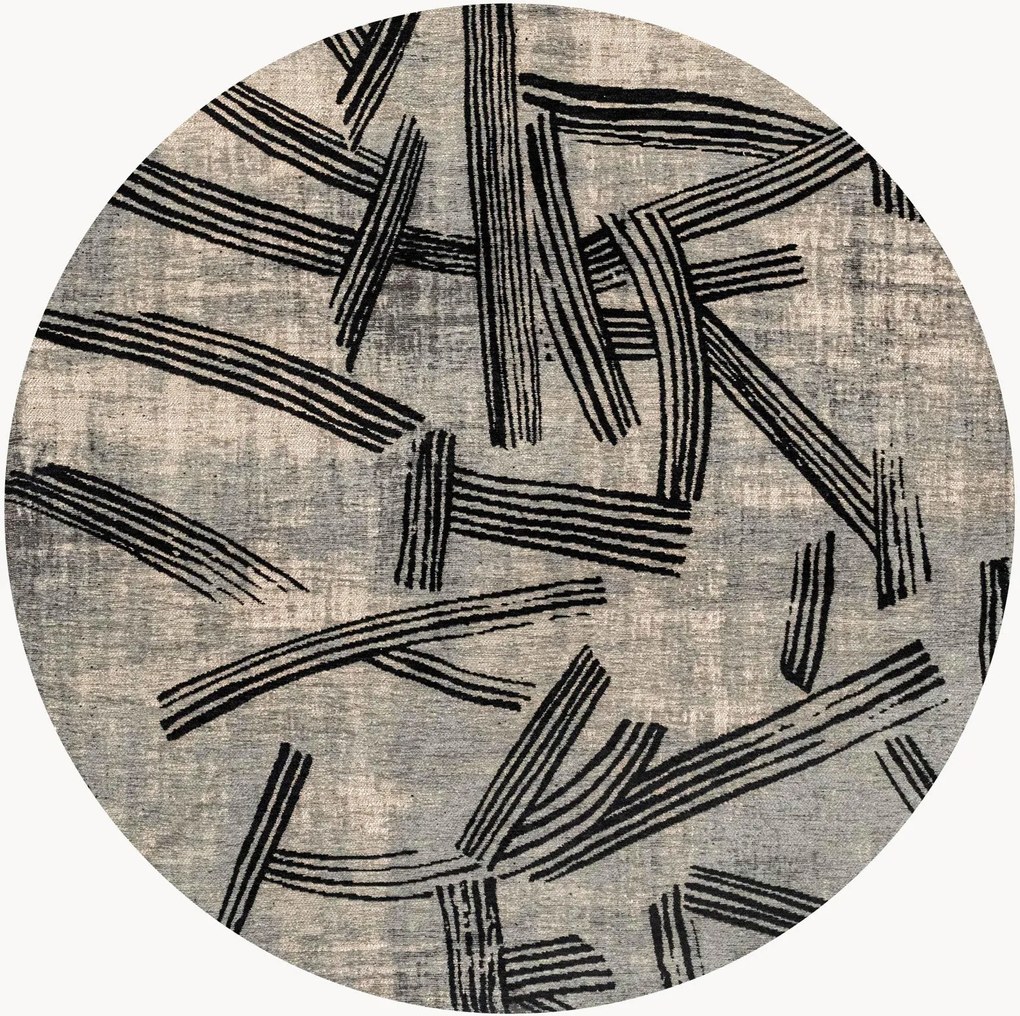 Tappeto rotondo jacquard lavabile da interno-esterno Kanji