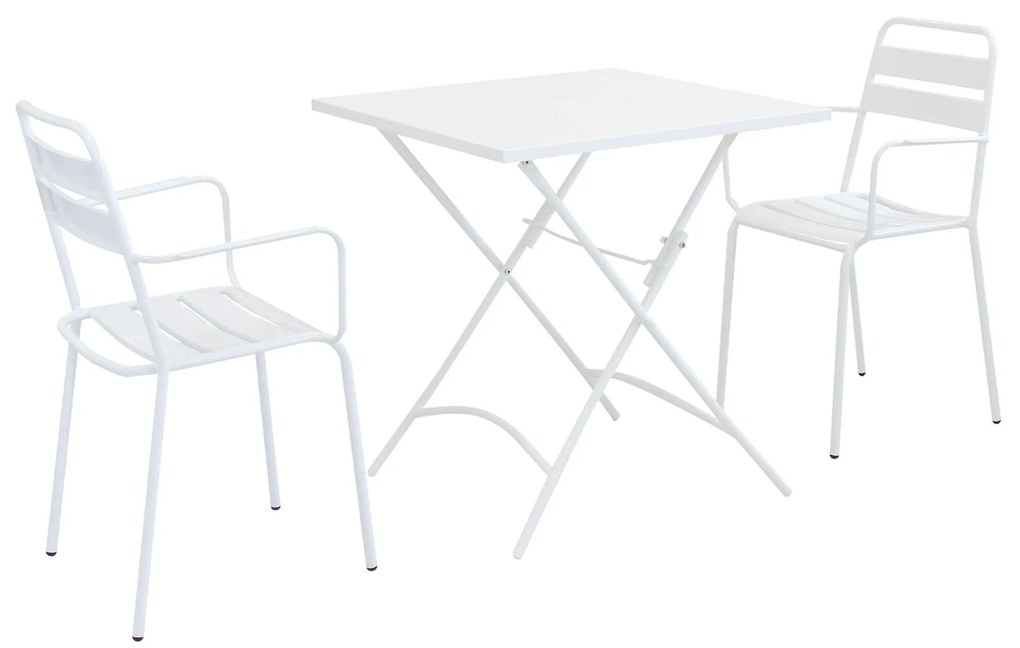 ROMANUS - set tavolo in metallo cm 70 x 70 x 72 h con 2 poltrone Romanus