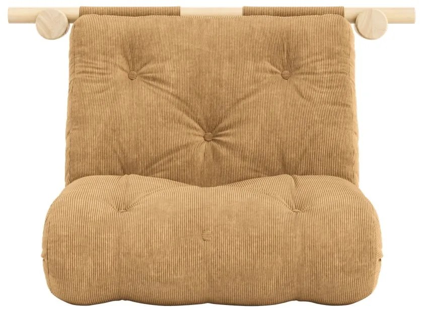 Poltrona marrone chiaro allungabile con rivestimento in velluto a coste Hooked – Karup Design