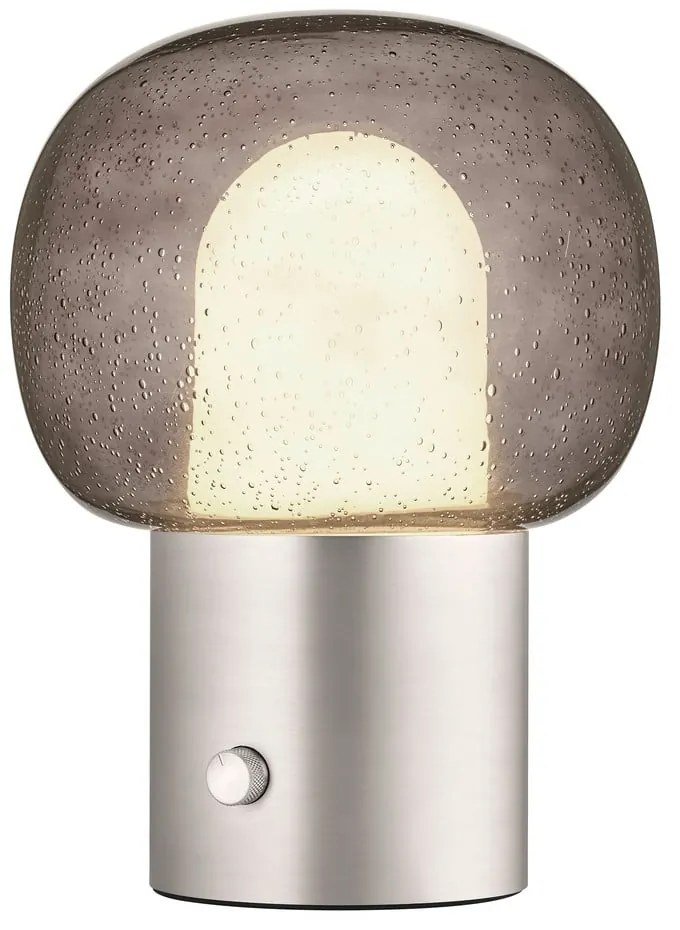 Lampada da tavolo LED argentata in alluminio con paralume in vetro (altezza totale 32 cm) Iris – Blomus