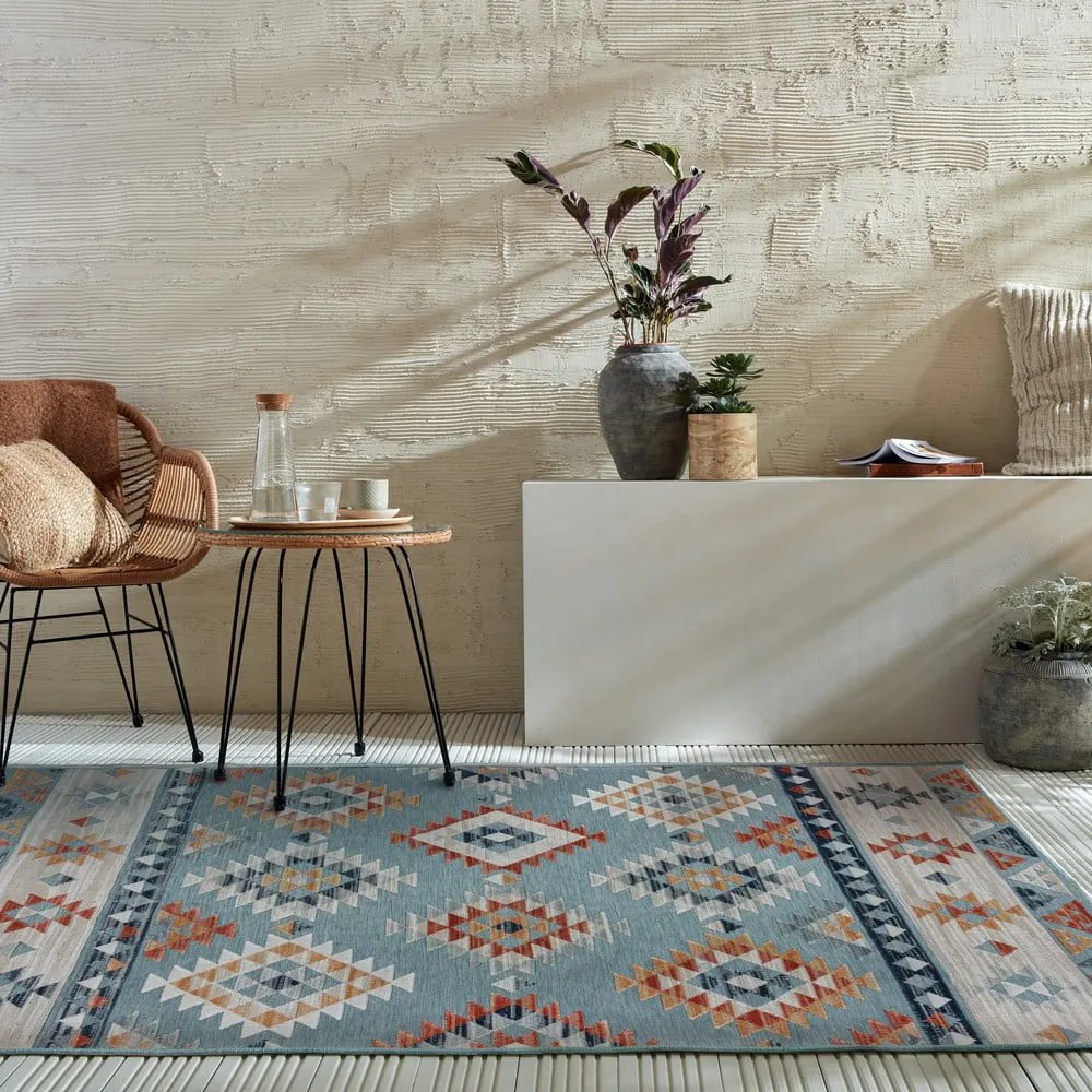 Tappeto blu per interni ed esterni 200x290 cm Avery Blue - Flair Rugs