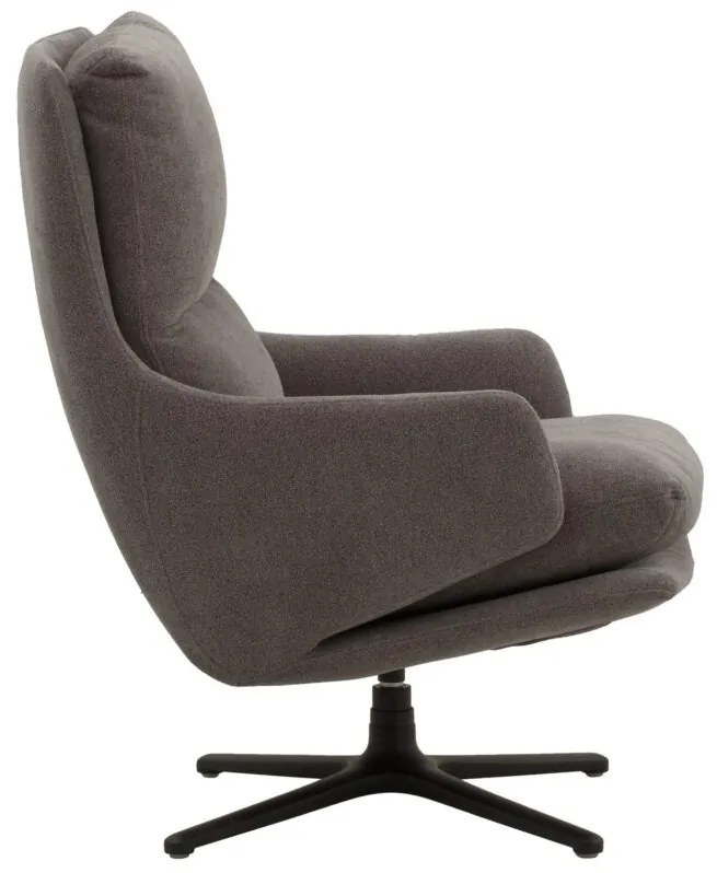 Poltrona girevole NEW ARLEY in tessuto grigio e base in metallo nero