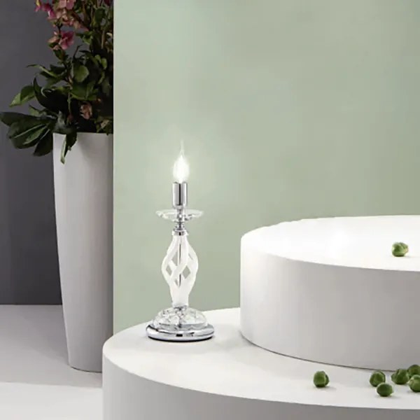 Lampada da tavolo a candela 1306 in vetro soffiato Bianco 14x33 cm