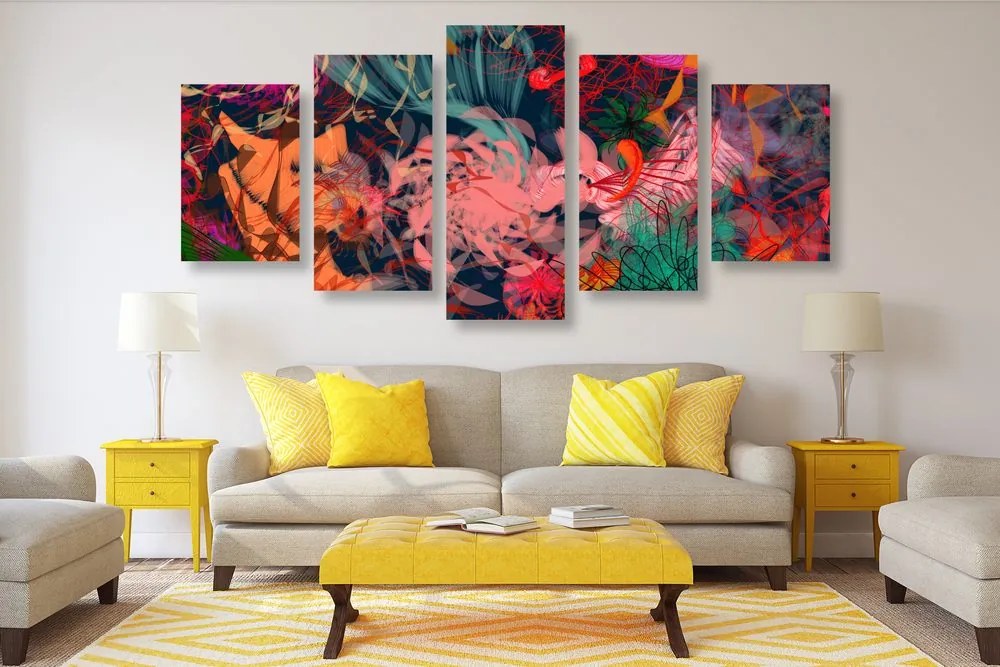 Quadri 5 pezzi – Fiori astratti