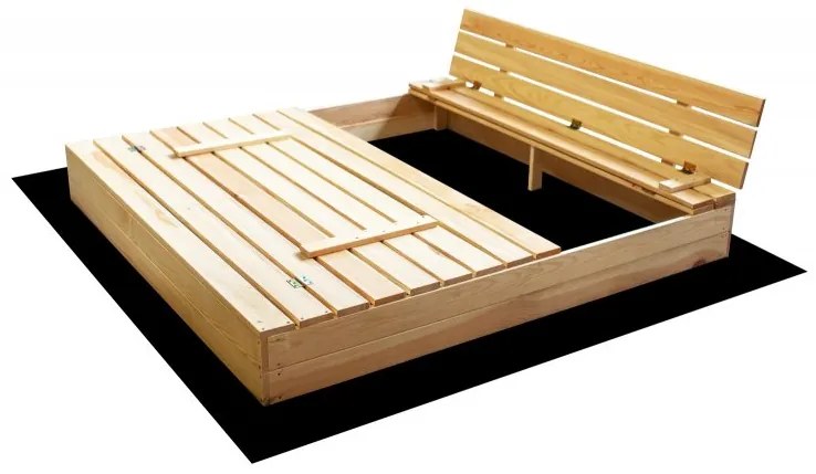 Sabbiera in legno per bambini con panchine 160 x 160 cm - richiudibile