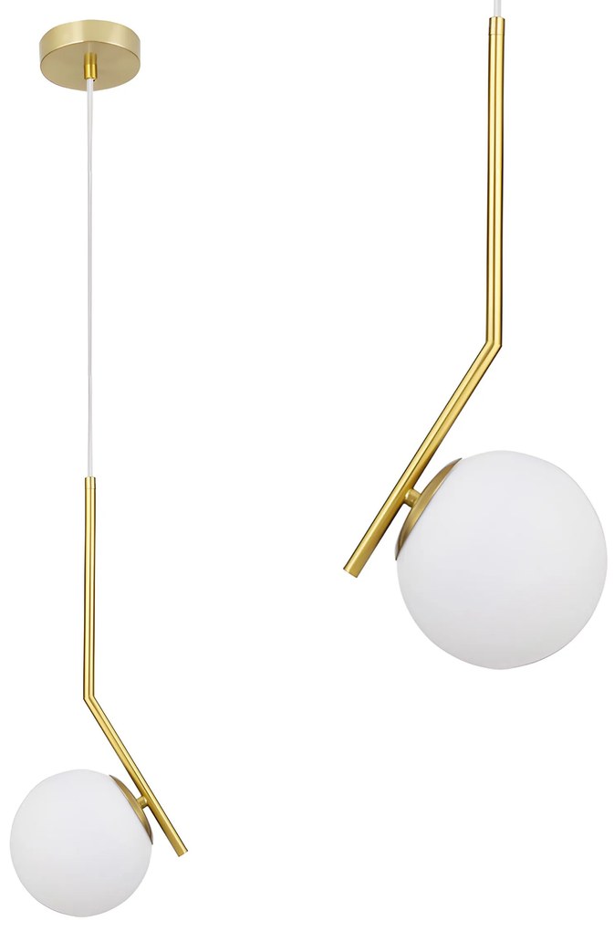 Lampada Da Soffitto Pensile Di Vetro Palla Oro Bianco Oro G106-1W Gold White