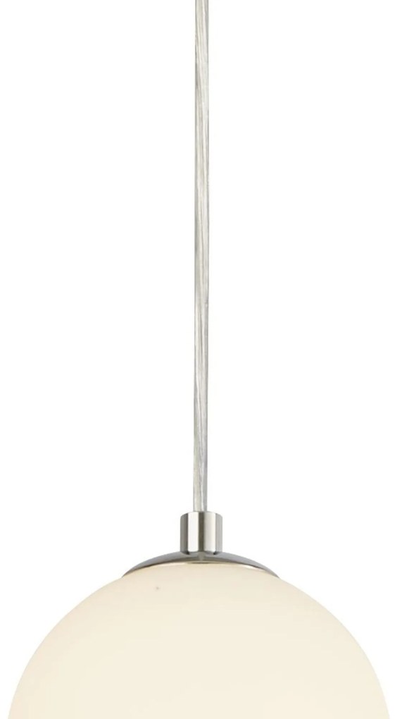 Lampadario Contemporaneo Palla Neve Acciaio Cromo Vetro Bianco Led 18,97W 3000K