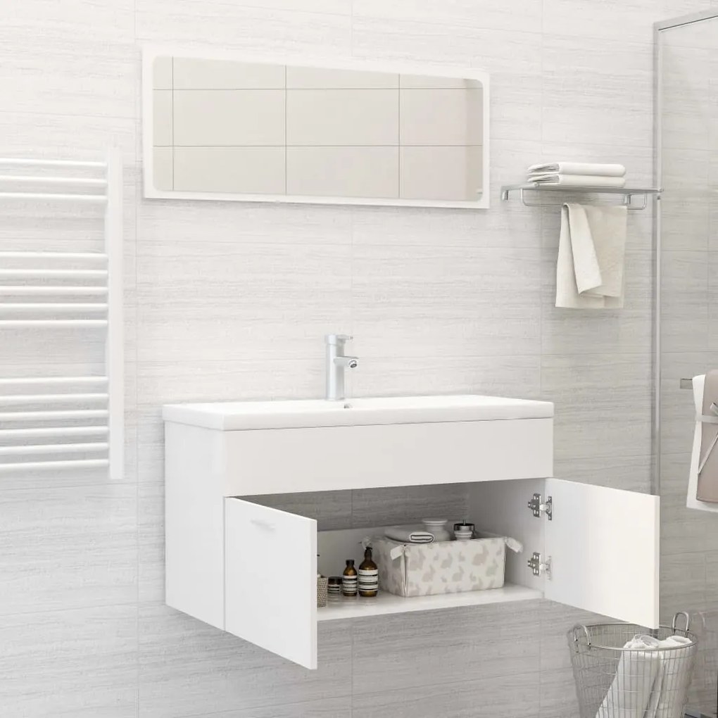 Set mobili da bagno bianco in truciolato