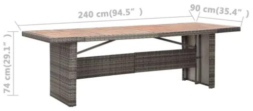 Tavolo da Giardino 240x90x74 cm in Polyrattan e Massello Acacia