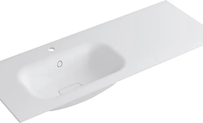 Lavabo a incasso rettangolare vasca a sinistra L 120.5 x H 15 x P 46 cm in resina bianco opaco