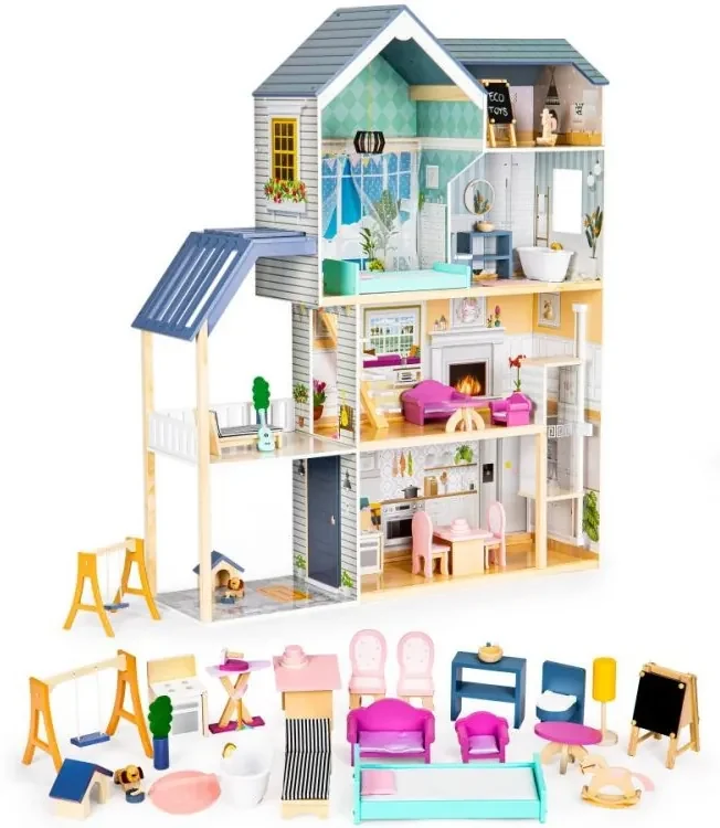 Casa Delle Bambole In Legno Danubio Elettronica Con Mobili | Kit Di Costruzione M880