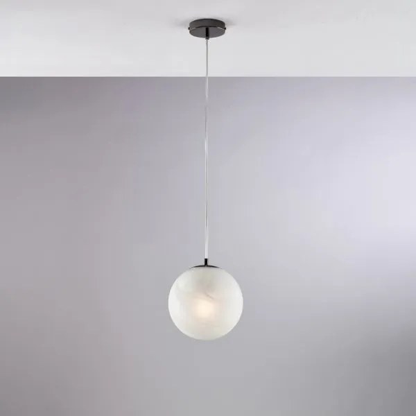 Sospensione in ferro cromo nero 1 luce con sfera dm.20 olaf