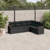 Set Divano da Giardino 6 pz con Cuscini Nero in Polyrattancod mxl 112527