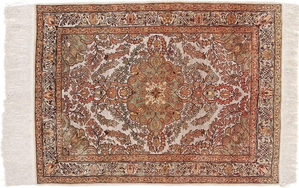 Hereke Tappeto 100x140 Rosa (Tacchino) Annodato A Mano