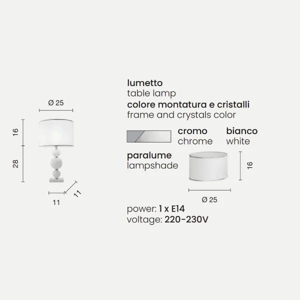 Lampada da tavolo 25x44 cm TEBE in vetro lavorato a mano Bianco