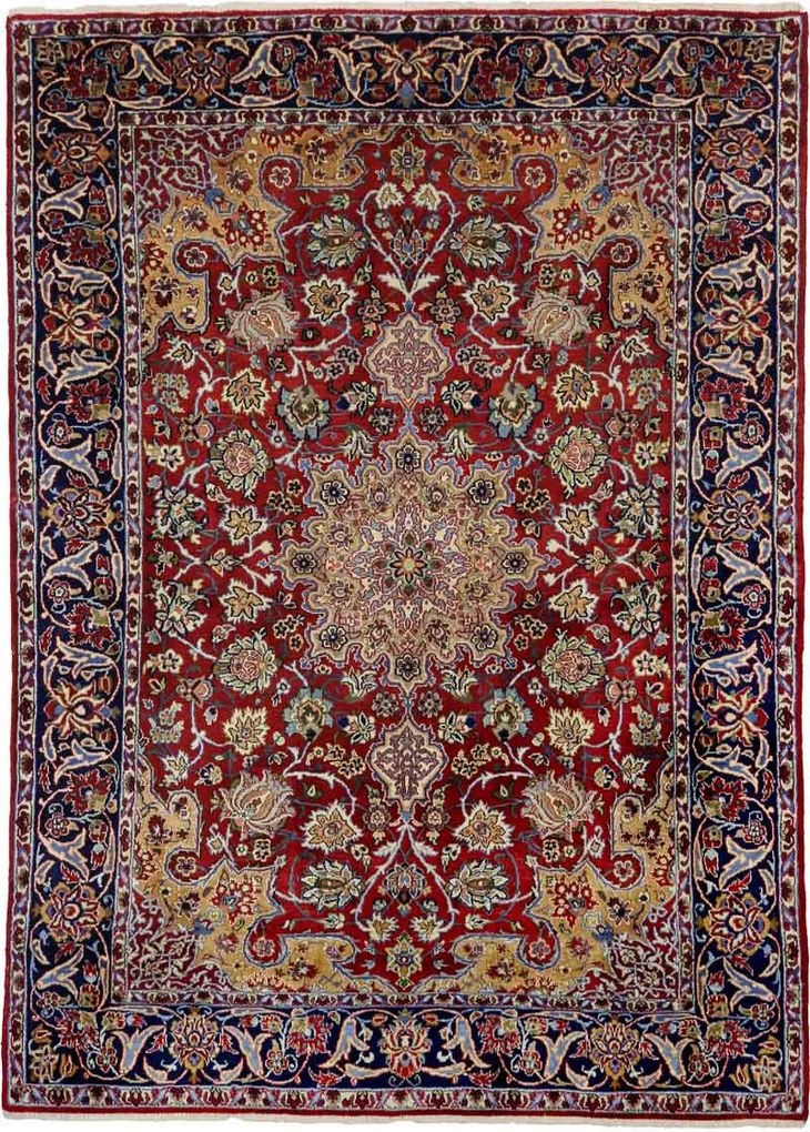 Isfahan Tappeto persiano 160x220 Rosso (Iran) Annodato A Mano