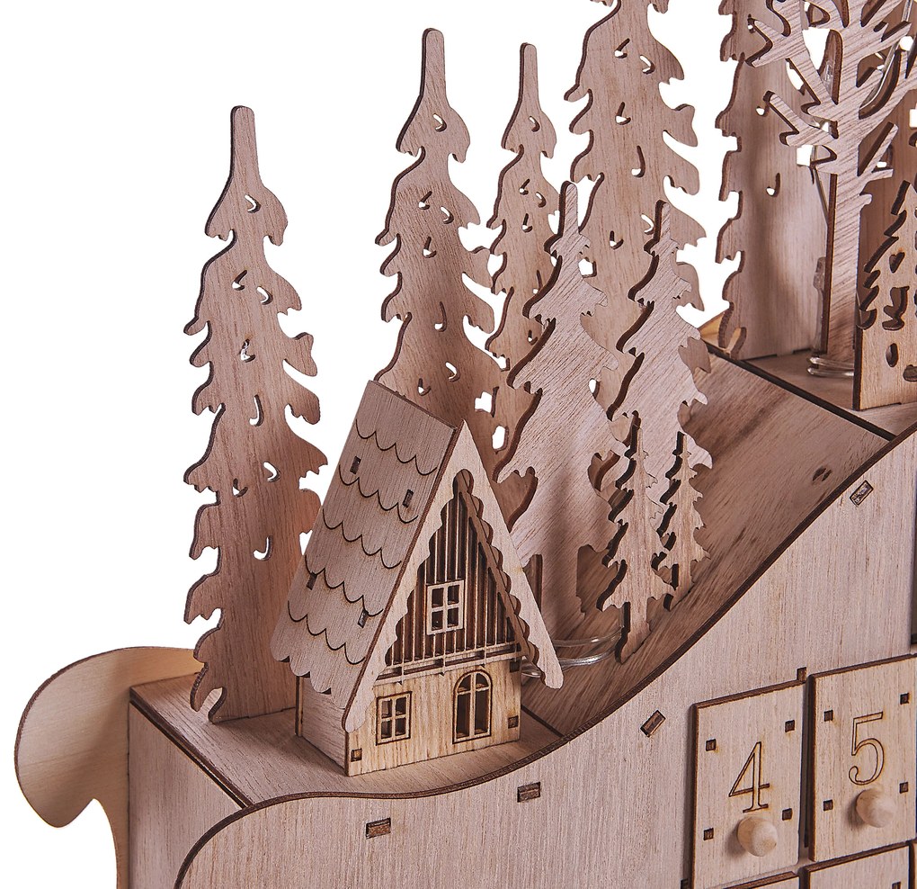 Calendario avvento LED legno chiaro IMPALA Beliani
